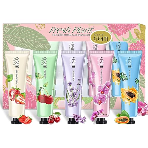 Handcreme Geschenkset, 5 X 30g Handcreme für sehr trockene Hände Tief feuchtigkeitsspendende HandCream Pflanzenduft Handcreme Working Hands Cream Hydrating&Nourishing (SetB) von Shefave