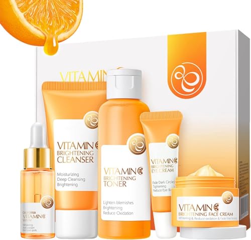 Hautpflege-Geschenkset für Teenager-Mädchen - 5PCS Vitamin C Hautpflege-Sets & Kits - Anti-Aging-Geschenksets mit Reinigungsmittel-Toner-Gesichtscreme-Gesichtsserum-Augencreme von Shefave