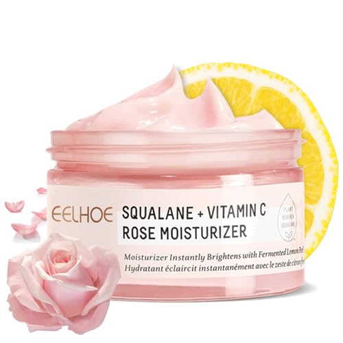 Squalan Vitamin C Glow Feuchtigskeitscreme Damen, Anti Falten Gesichtscreme, Vitamin C Rose Feuchtigkeitsspendende Creme, Straffende Moisturizer Face Cream FüR Strahlend Frische Haut von Shefave