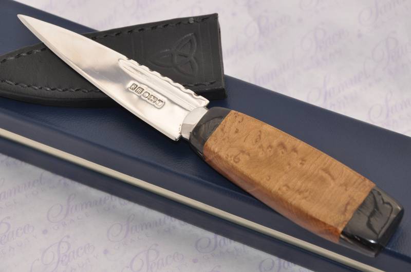 Echte Wasserbüffel Und Vogel Auge Ahorn Griff Sgian Dubh Silber Klinge 1994 in Sheffield England Unbenutzt Unberührten Aus Neuwertig von SheffieldCutleryShop