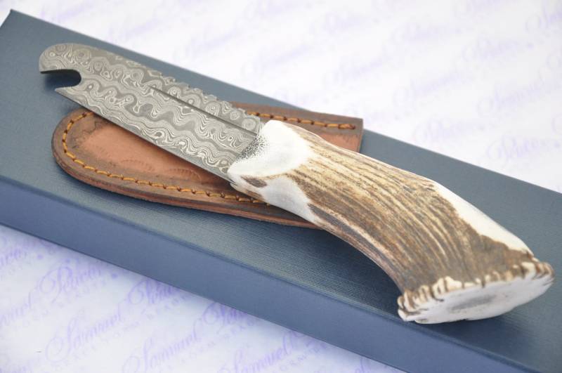 Neue Echte Damaszener Stahl Voller Krone Hirsch Griff Sheffield Sgian Dubh Flaschenöffner Verpackt Mit Lederscheide von SheffieldCutleryShop