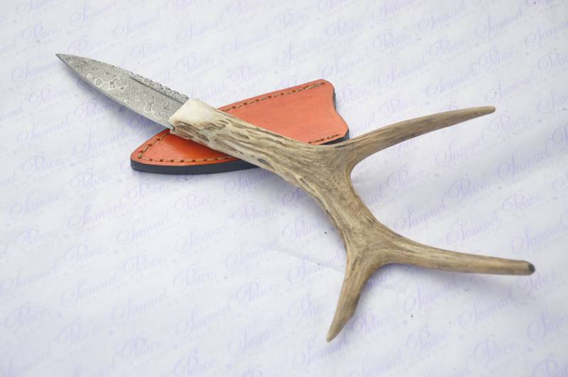 Neue Echte Damaszener Stahl Voller Reh Hirsch Griff Sheffield Sgian Dubh Mit Unzähligen Lederscheide von SheffieldCutleryShop