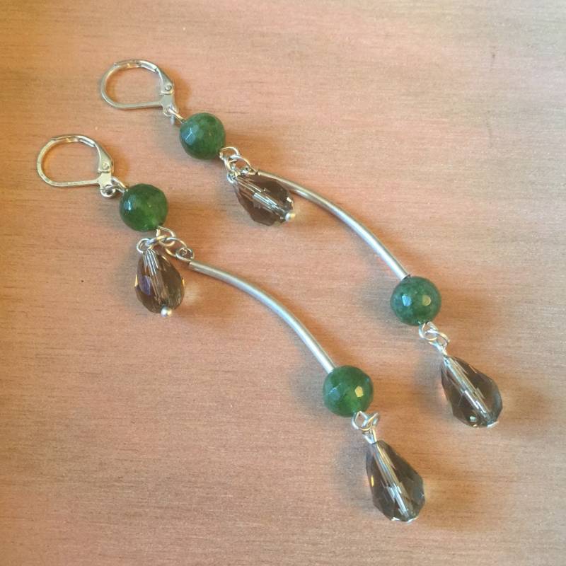 Handgefertigte Jade Und Rauchtopas Ohrringe Silberschmuck Handgefertigte Jade Und Rauchtopas Ohrringe Silberschmuck von Sheidahlia
