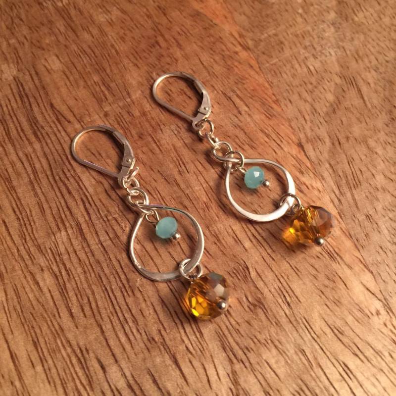 sterling Silber Citrin & Blaue Kristall Ohrringe von Sheidahlia