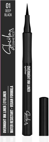 Sheila Cosmetics Overnight Ink Liner | Wasserfester Eyeliner, Langanhaltend, Filzspitze, Vegane Formel | 01 Deep Black von Sheila Cosmetics