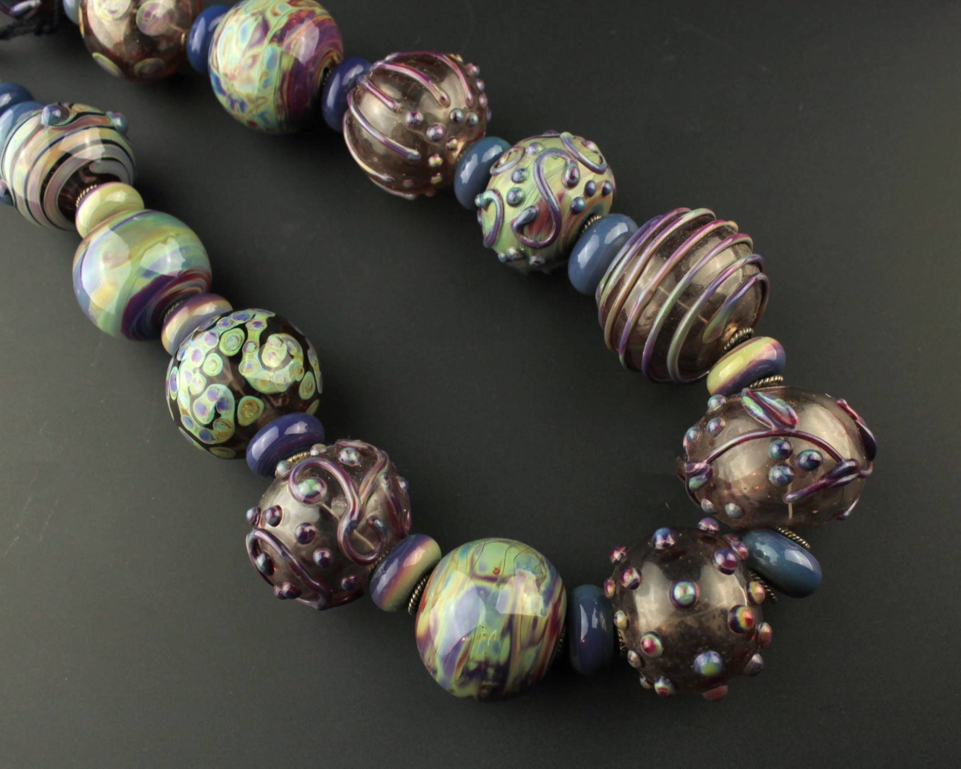 Lampwork Perlenkette Glashohlperlen, Sterling Silber, "Autumn Plum' Lampwork Perlenkette Glashohlperlen, Sterling Silber, "Autumn Plum' von SheilaDavisDesigns