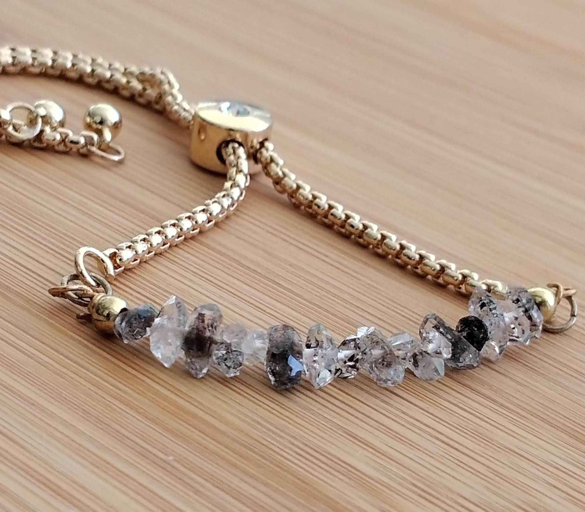 Herkimer Diamant Armband, Vergoldete Kette, April Geburtsstein von SheilaMohrJewelry