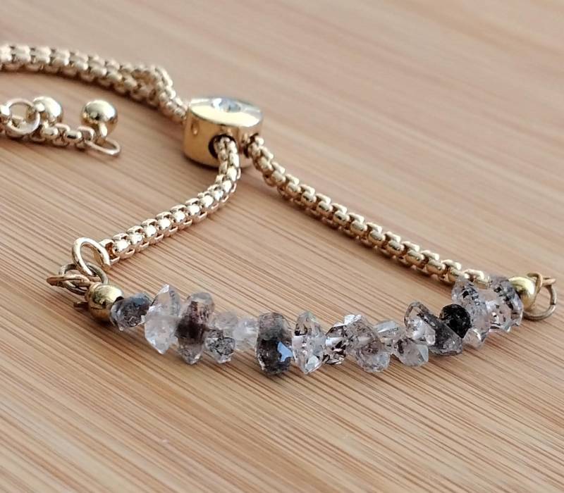 Herkimer Diamant Armband, Vergoldete Kette, April Geburtsstein von SheilaMohrJewelry