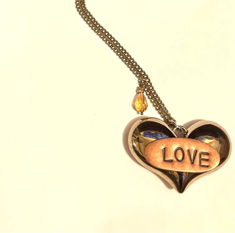 Große Herz Liebe Anhänger Halskette An Silberkette von Sheilalussier