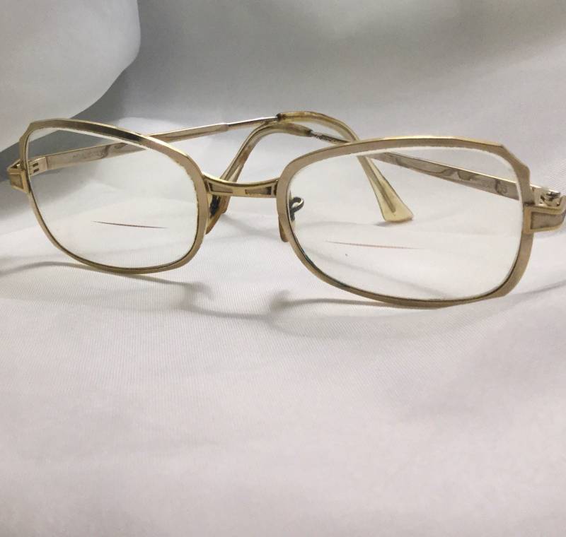 Kunst-Handwerk Gold Metall Quadrat Unisex Brillen #135 Retro/ Vintage von Sheilalussier