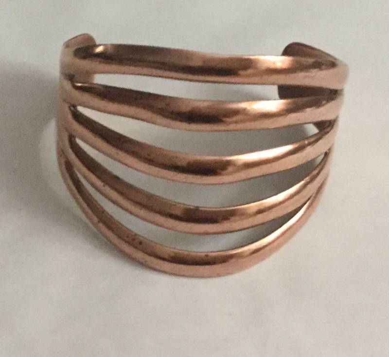 Kupfer Manschettenarmband-Leiter Armband 5 Reihen Vintage 1970Er Jahre Boho Chic - Hippie - Modern - Handgefertigt von Sheilalussier