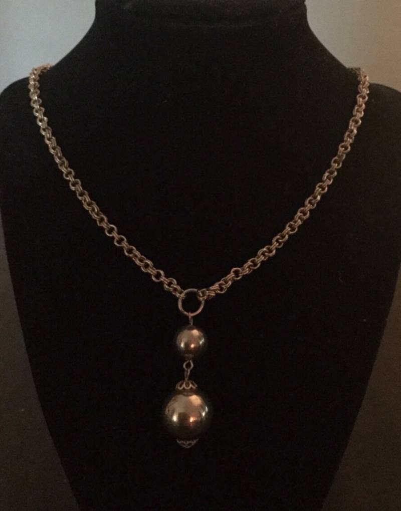 Moderne Gold Doppel Perlen Anhänger Halskette - 28 "Opera Länge von Sheilalussier