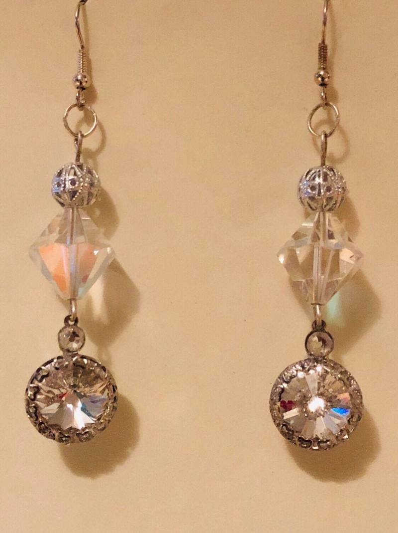 Swarovski Clear Crystal Dangle Drop Klar Bezel Ohrringe - Hochzeit Dinner von Sheilalussier