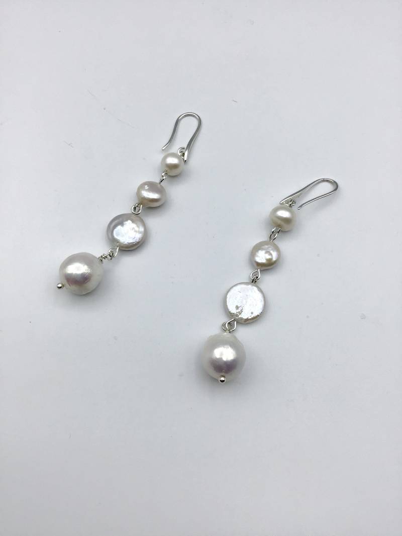 Lange Boho Perlenohrringe in Rosegold, Silber Oder Gold von Sheilasattic