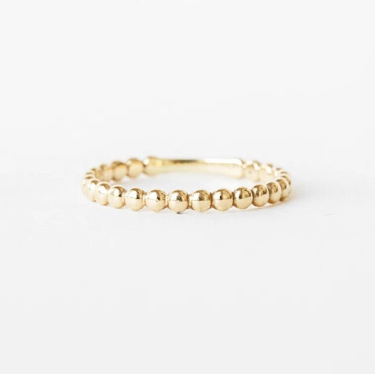 14K Gold Bead Ring Perfekt Passender Für Verlobungsring Ehering Stapelring Geschenk Kugel von Shejewelryofficial