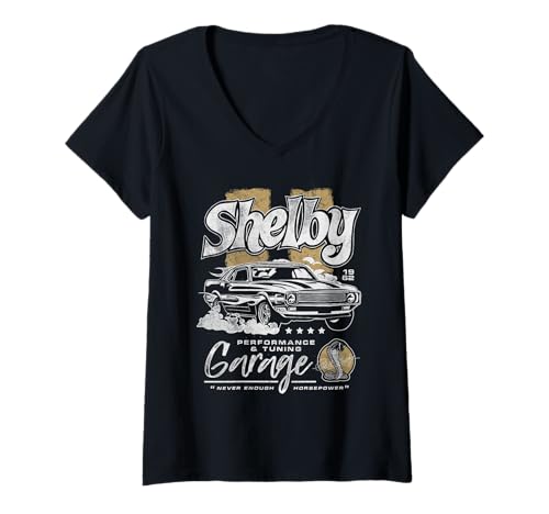 Damen Shelby Performance und Tuning Garage T-Shirt mit V-Ausschnitt Damen Shelby Performance und Tuning Garage T-Shirt mit V-Ausschnitt von Shelby