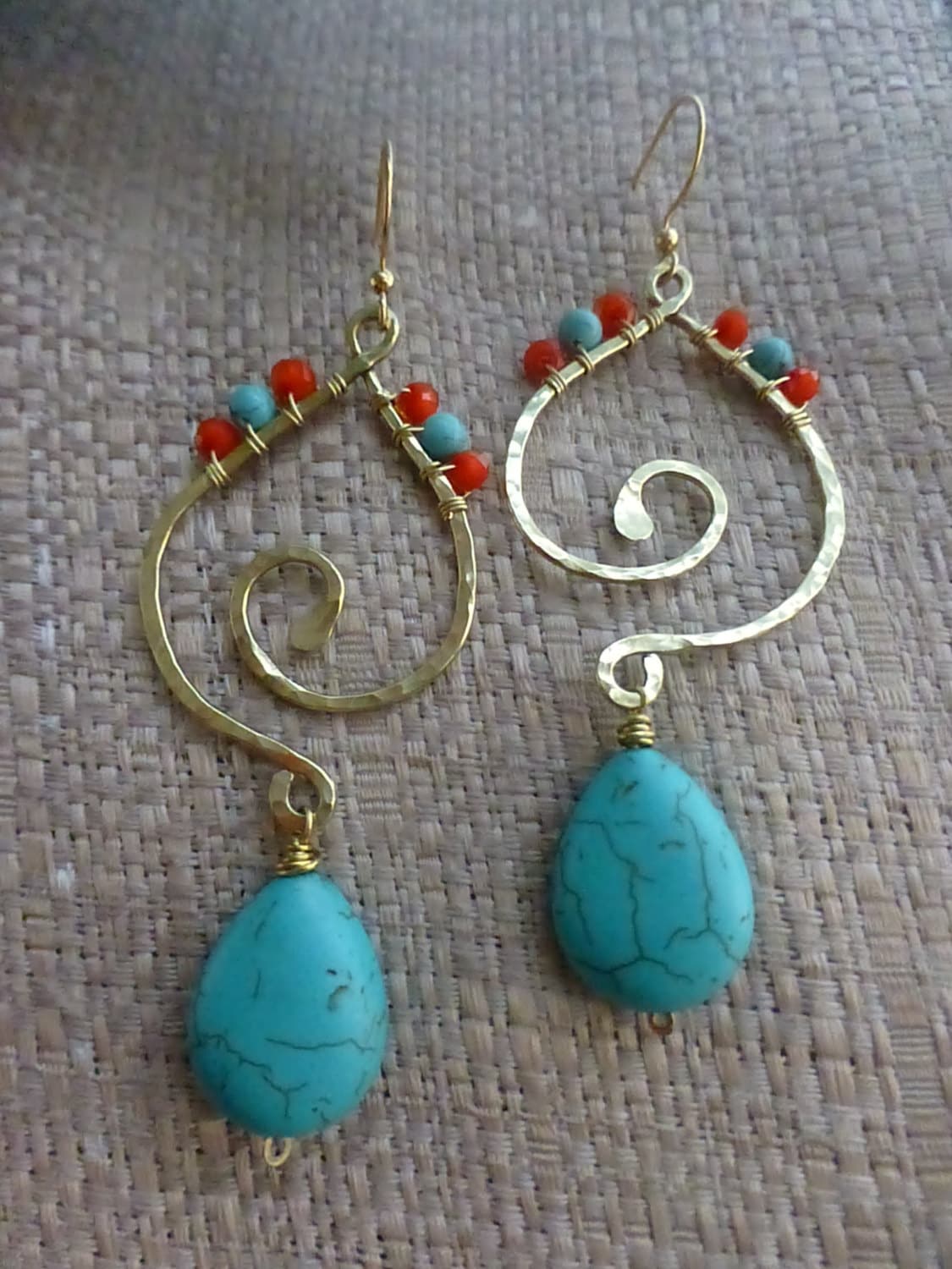 Boho Türkis Tropfen Ohrringe von ShellDanceDesigns