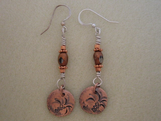 Kupfer Datum Palmen Ohrringe Kupfer Datum Palmen Ohrringe von ShellaBDesigns