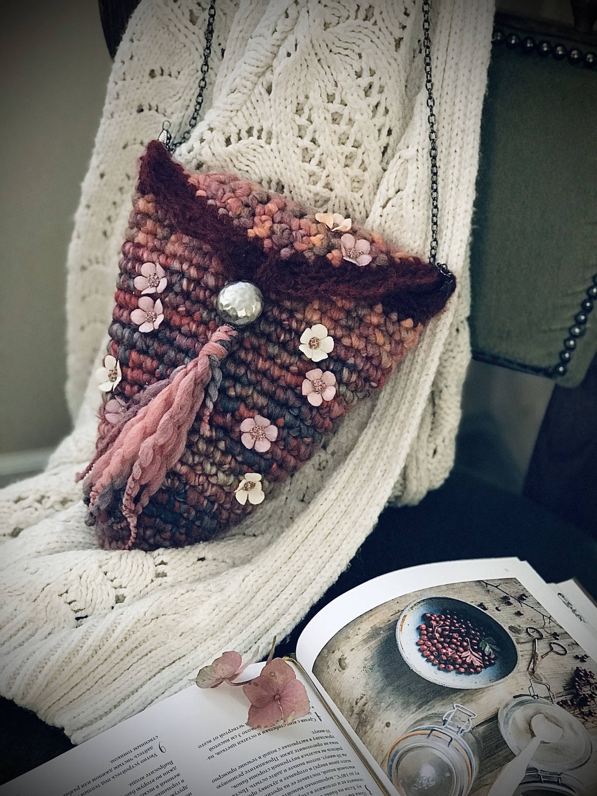 Handgemachte Wolle Elfe Schultertasche Häkelblume Geldbörse von ShellenD