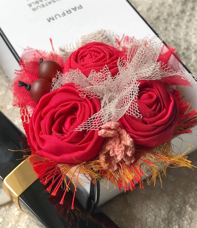 Rote Rose Textil Brosche Handgemachte Stoff Blume von ShellenD