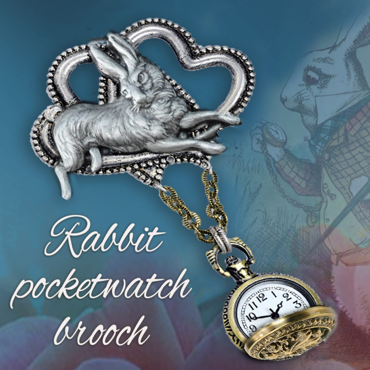 Alice Im Wunderland White Rabbit Armbanduhr Mit Anstecknadel Revers Anhänger Alice Im Wunderland White Rabbit Armbanduhr Mit Anstecknadel Revers Anhänger von ShelleyCooperJewelry