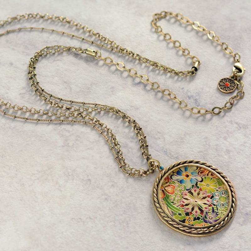 Blumen Medaillon Halskette Boho 1960S Style von ShelleyCooperJewelry