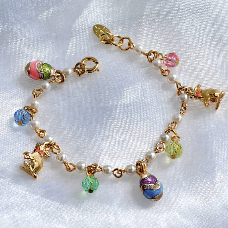 Emaille Osterei Charm Armband 14K Vergoldet, Häschen Schmuck von ShelleyCooperJewelry