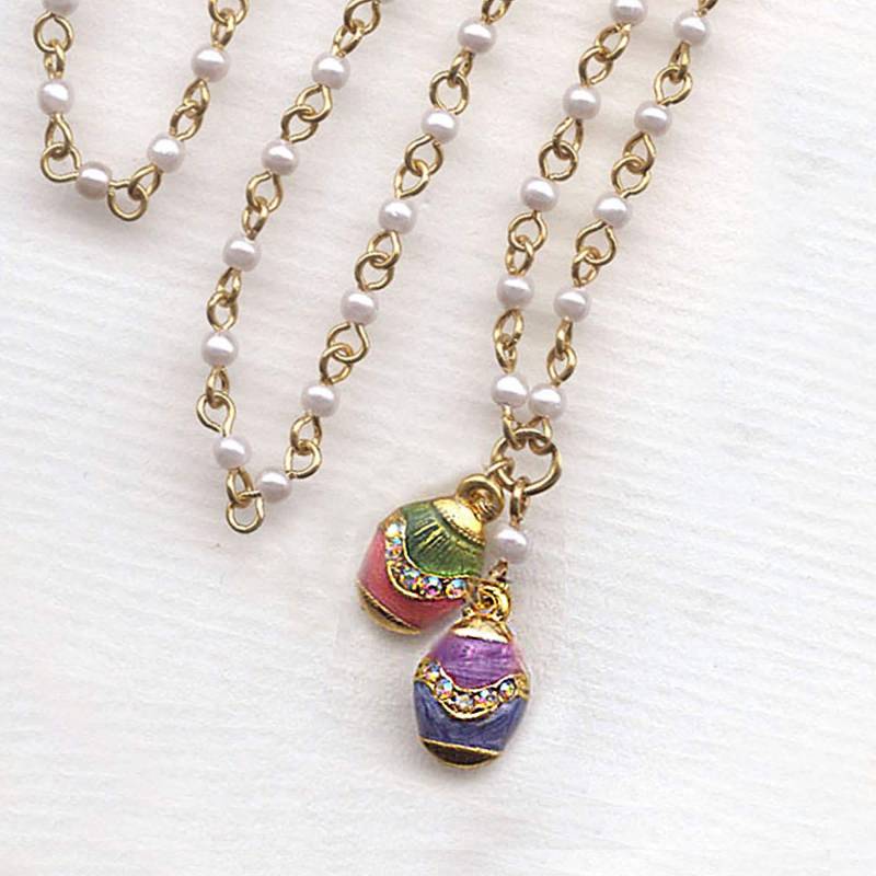 Emaillierte Osterei Halskette 14K Gold Perlenkette, Geschenk Für Mädchen von ShelleyCooperJewelry