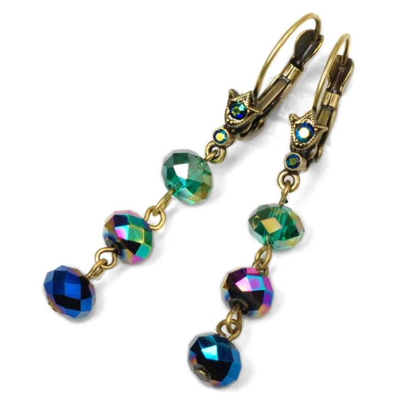 Kristall Triple Bead Ohrringe Brünierte Bronze Klappbrisur, E1046 von ShelleyCooperJewelry