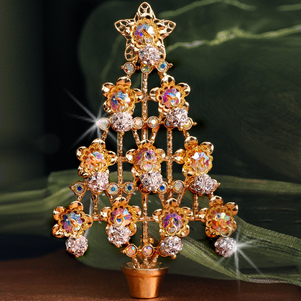 Kristall Weihnachtsbaum Brosche 14K Vergoldet Weihnachts Anstecknadel Kristall Weihnachtsbaum Brosche 14K Vergoldet Weihnachts Anstecknadel von ShelleyCooperJewelry