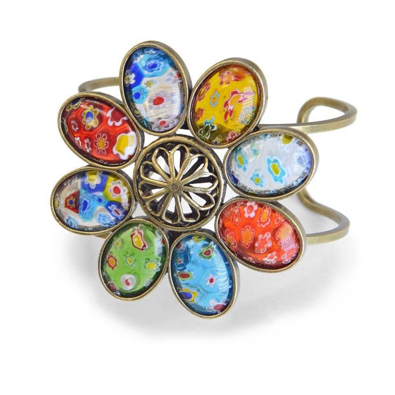 Millefiori Glasblumen Armreif Retro Boho Festival Schmuck von ShelleyCooperJewelry