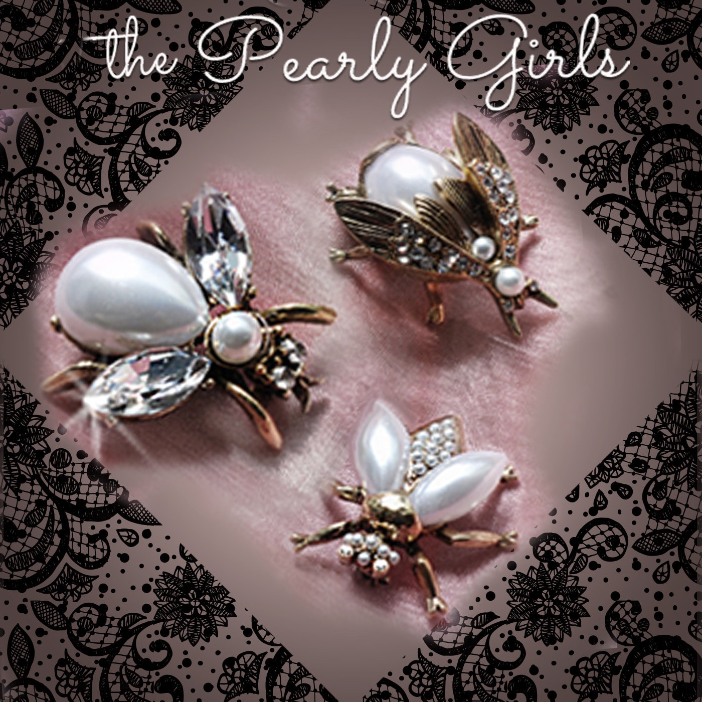 Pearl Bee Pin Broschen Swarovski Crystal 3Er Set Pearl Bee Pin Broschen Swarovski Crystal 3Er Set von ShelleyCooperJewelry
