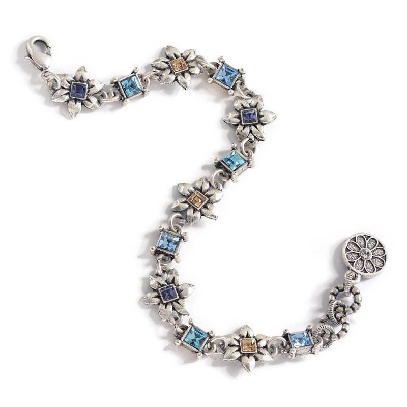 Silber Blume Link Armband Pastell Swarovski Kristall Clematis Schmuck von ShelleyCooperJewelry