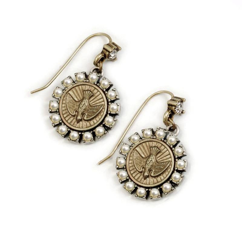 Vogel Ohrringe Silberne Ohrringe Im Boho Stil Mit Perlen Am Rand von ShelleyCooperJewelry