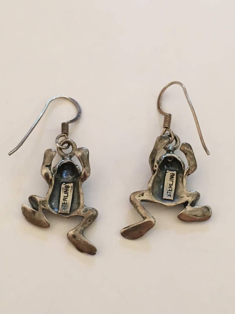 Vintage .925 Massive Sterling Silber Frosch Ohrhänger Vintage .925 Massive Sterling Silber Frosch Ohrhänger von Shelleyscollectibles
