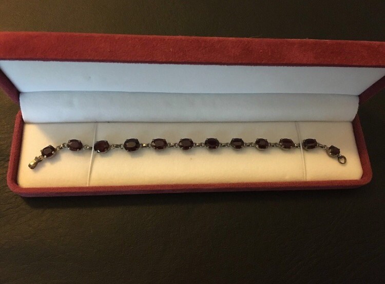 Vintage .925 Sterling Silber Granat Armband 7, 5 "Lang Mit Hakenverschluss Ca 22 Cttw, Wow Vintage .925 Sterling Silber Granat Armband 7, 5 "Lang Mit Hakenverschluss Ca 22 Cttw, Wow von Shelleyscollectibles