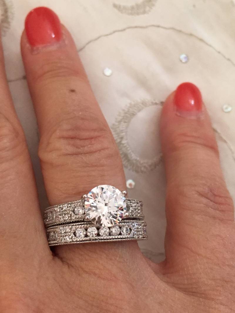 sterling Silber Zirkonia Trauring Verlobung Cz Set Neue Größe 7 sterling Silber Zirkonia Trauring Verlobung Cz Set Neue Größe 7 von Shelleyscollectibles