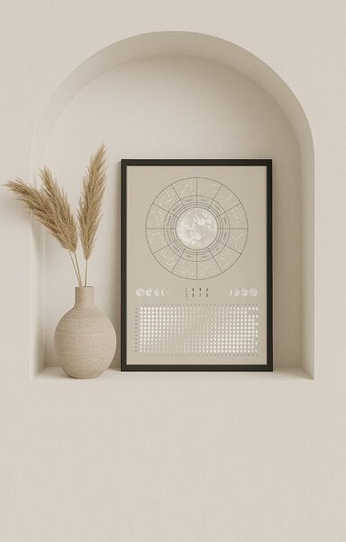 Mondkalender 2026 - Poster A3, A4 - schwarz, beige // ShellyCreates von ShellyCreates