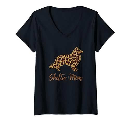 Damen Sheltie Mom T-Shirt, Sheltie Mom Geschenk, T-Shirt mit V-Ausschnitt von Sheltie Shirts, Shetland Sheepdog