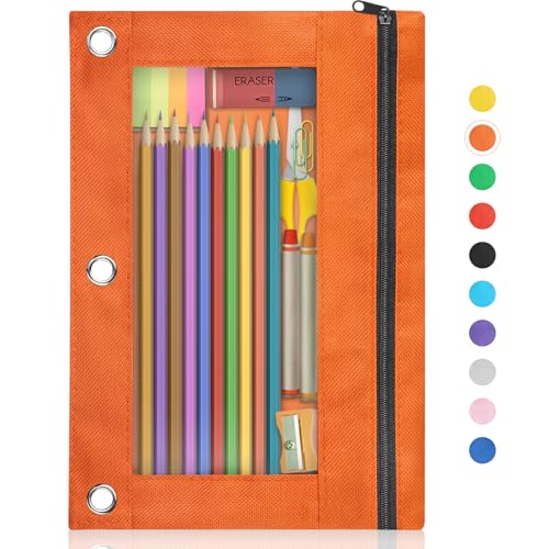 Shemira Federmäppchen für 3-Ringbuch, Binder-Bleistifttasche mit glattem Reißverschluss, transparentes Fenster, Federmäppchen für Ordner, Reißverschluss-Bleistiftbeutel, große Kapazität, 3 Shemira Federmäppchen für 3-Ringbuch, Binder-Bleistifttasche mit glattem Reißverschluss, transparentes Fenster, Federmäppchen für Ordner, Reißverschluss-Bleistiftbeutel, große Kapazität, 3 von Shemira