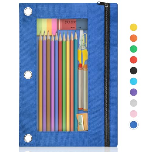Shemira Federmäppchen für 3-Ringbuch, Binder-Federmäppchen mit glattem Reißverschluss, transparentes Fenster, Federmäppchen für Ordner, Reißverschluss-Bleistiftbeutel, große Kapazität, 3 Shemira Federmäppchen für 3-Ringbuch, Binder-Federmäppchen mit glattem Reißverschluss, transparentes Fenster, Federmäppchen für Ordner, Reißverschluss-Bleistiftbeutel, große Kapazität, 3 von Shemira