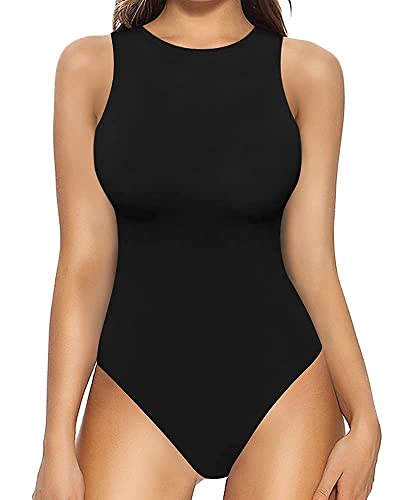 Shen&Qege Damen Bodysuit Rundhals ärmellos, körpernah geschnittenes Body Suit Shirt Tank Tops von Shen&Qege