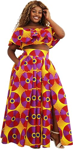SHENBOLEN Damen Rock Top Set mit afrikanischem Druck, h, 4X-Large von Shenbolen