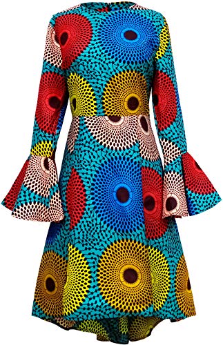 SHENBOLEN Frauen African Print Kleider Herbst und Winter Lange Ärmel Ankara Kleid, h, 4X-Groß von Shenbolen