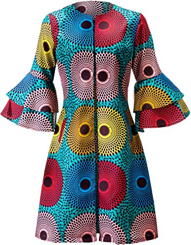 Shenbolen Damen Afrikanischer Druck Jacke Dashiki Traditionelles Top Kleid - - Klein von Shenbolen