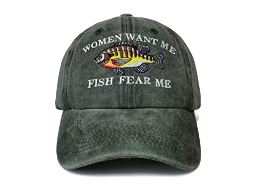 Shenbors Bestickte Baseballmützen und Mützen, Women Want Me Fish Fear Me (Armeegrün), Einheitsgröße von Shenbors