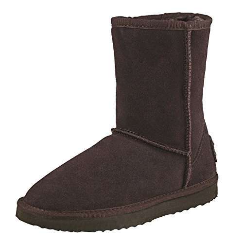 Shenduo Damen Leder Winterstiefel Halbschaft Klassische Bootsschuhe Warm Gefüttert DA5825 Schokolade 39 von Shenduo