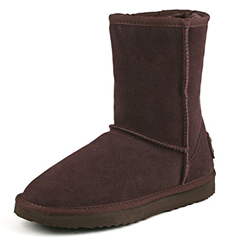 Shenduo Damen Wasserdicht Schlupfstiefel Halbschaft Leder Winter Boots D5125 Schokolade 39 von Shenduo