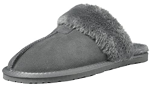 Shenduo Damen Hausschuhe Winter Pantoffeln mit Pelz Gefütterte, Winter-schlappen Wärme D9623 Grau 38/39EU von Shenduo