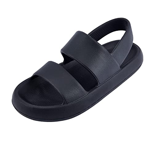 Shenduo Damen Herren Unisex Mode Sandalen Doppelter Riemen Komfort Flach D90121 Schwarz 41 von Shenduo